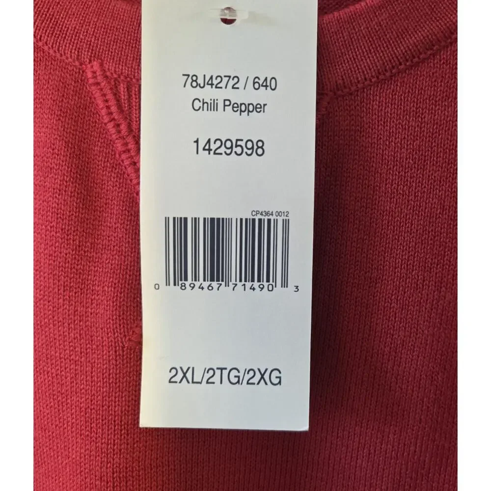 Tommy Hilfiger Mens XXL Classic Crewneck Premium Cotton Sweater Cranberry Red